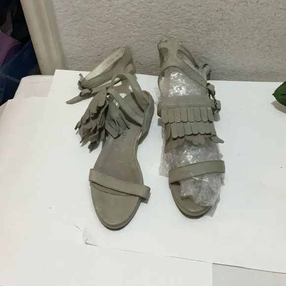 Freda Salvador Kiltie Fringe Strappy Gladiator Leather Sandals Size US 6.5