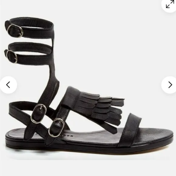 Freda Salvador Kiltie Fringe Strappy Gladiator Leather Sandals Size US 6.5