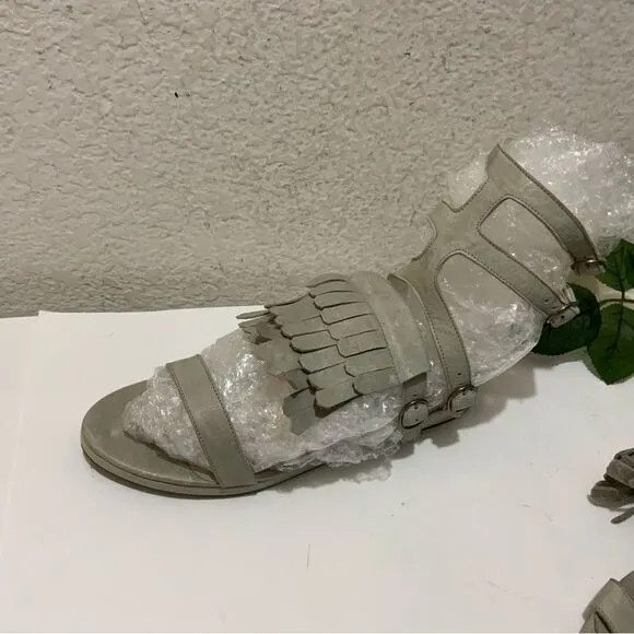 Freda Salvador Kiltie Fringe Strappy Gladiator Leather Sandals Size US 6.5
