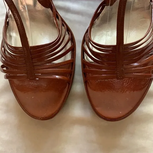 Free Lance Paris Patent Leather Strappy Platform Heel Sandals 37.5