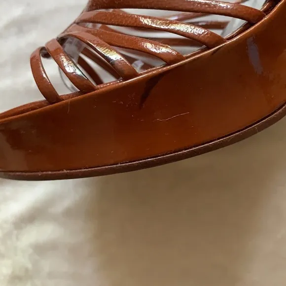 Free Lance Paris Patent Leather Strappy Platform Heel Sandals 37.5