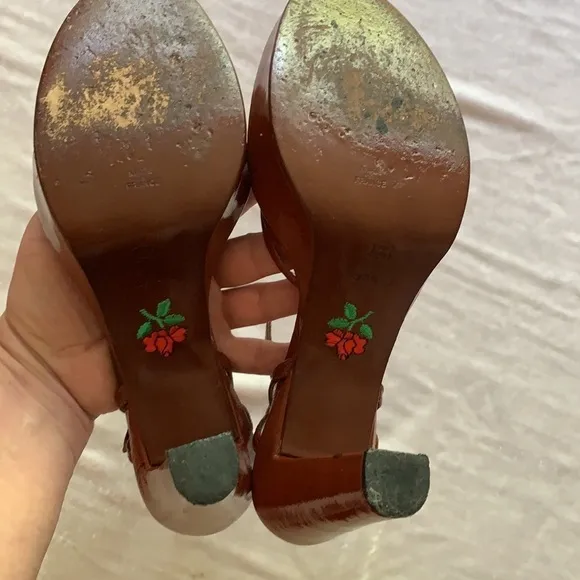 Free Lance Paris Patent Leather Strappy Platform Heel Sandals 37.5