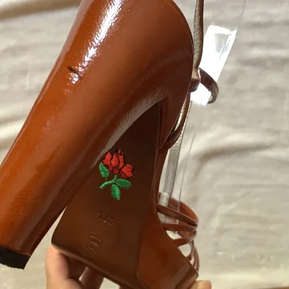 Free Lance Paris Patent Leather Strappy Platform Heel Sandals 37.5