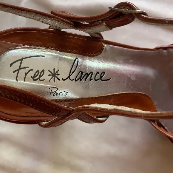 Free Lance Paris Patent Leather Strappy Platform Heel Sandals 37.5