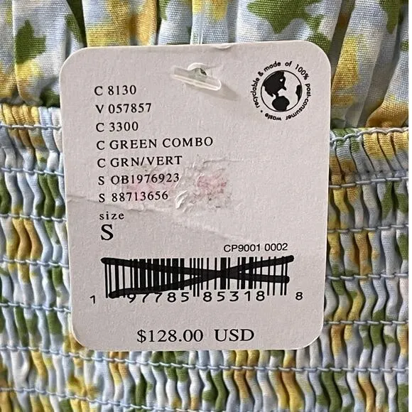 Free People Lavender Daze Smocked Midi Dress in Green Combo Size Small NEW