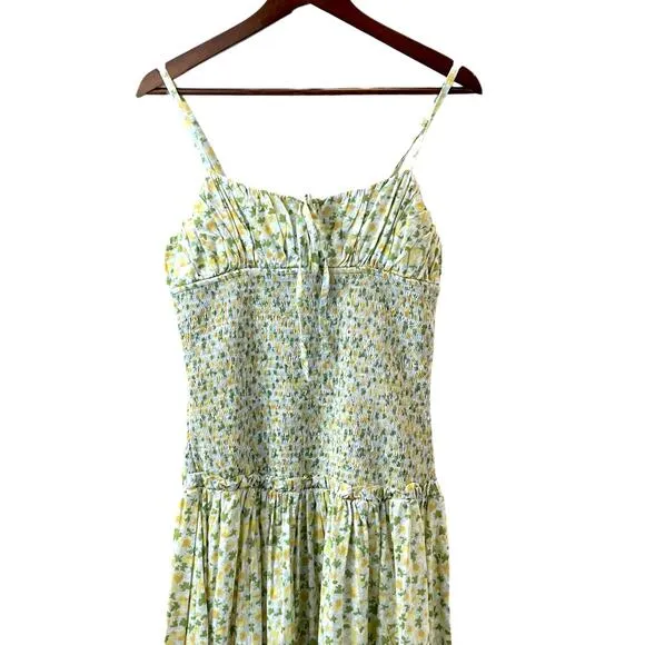 Free People Lavender Daze Smocked Midi Dress in Green Combo Size Small NEW