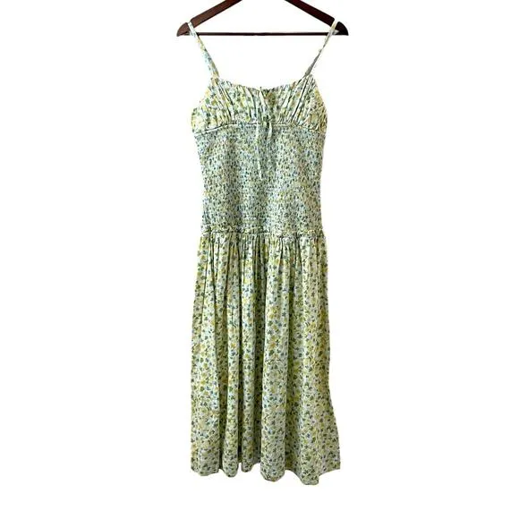 Free People Lavender Daze Smocked Midi Dress in Green Combo Size Small NEW