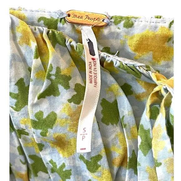 Free People Lavender Daze Smocked Midi Dress in Green Combo Size Small NEW