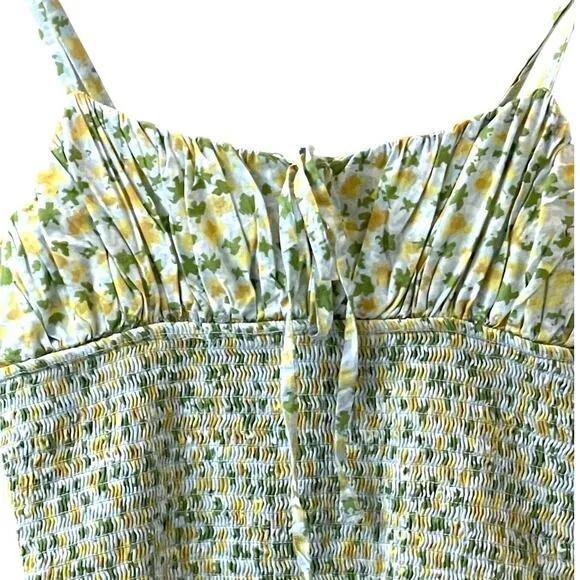 Free People Lavender Daze Smocked Midi Dress in Green Combo Size Small NEW