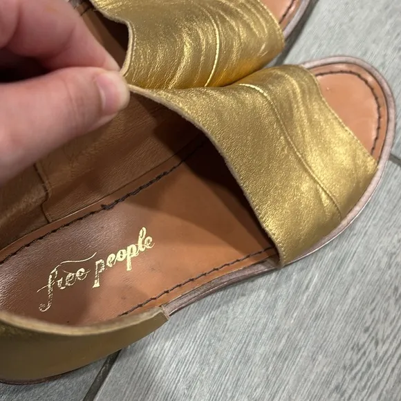 Free People Mont Blanc Asymmetrical Sandal Gold Size 38