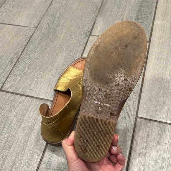 Free People Mont Blanc Asymmetrical Sandal Gold Size 38