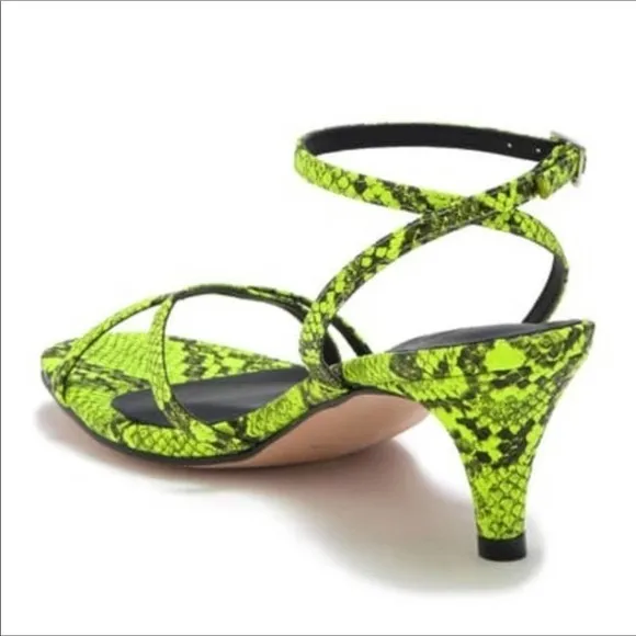 FREE PEOPLE Salinas Sandals Yellow Green Snakeskin