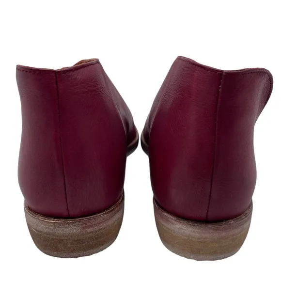 Free People Womens Shoes Royale Flats Sz 6.5 Red Leather Bootie Cut Out Colorful