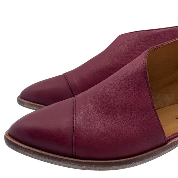 Free People Womens Shoes Royale Flats Sz 6.5 Red Leather Bootie Cut Out Colorful