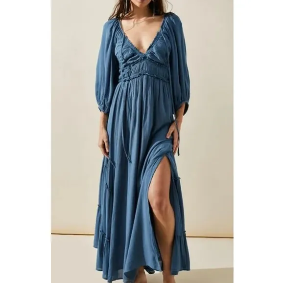 Free People You're a Jewel Maxi Dress in Blue