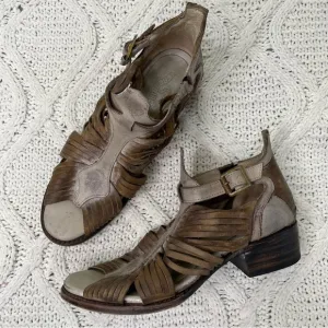 Freebird by Steven Arrow Stone Brown Leather Strappy‎ Open Toe Heeled Sandals