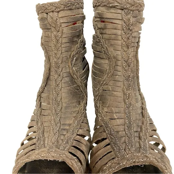 Freebird By Steven Bela Booties Sandals Womens Size 9.5 - 10 Beige Tan Open Toe