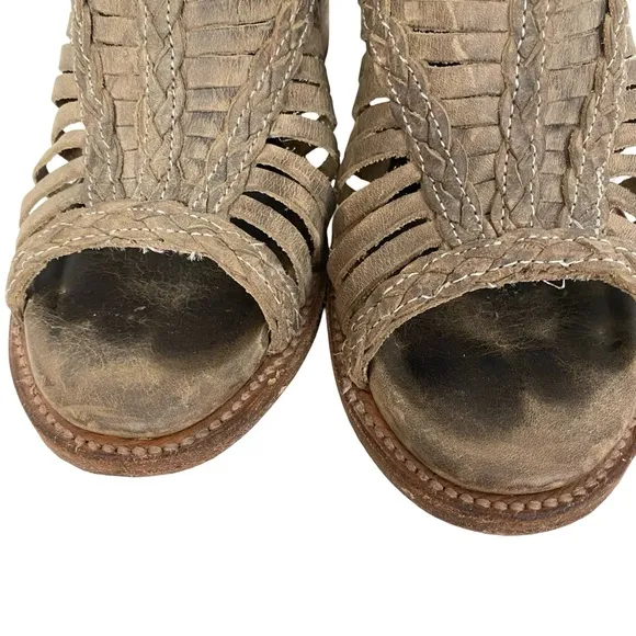 Freebird By Steven Bela Booties Sandals Womens Size 9.5 - 10 Beige Tan Open Toe