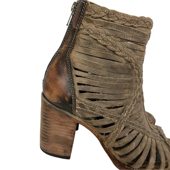 Freebird By Steven Bela Booties Sandals Womens Size 9.5 - 10 Beige Tan Open Toe