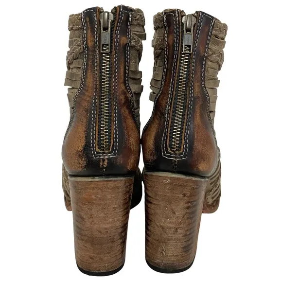 Freebird By Steven Bela Booties Sandals Womens Size 9.5 - 10 Beige Tan Open Toe
