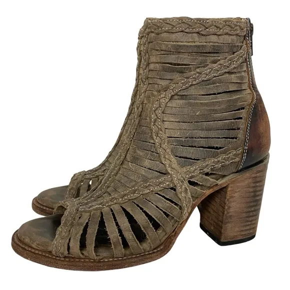 Freebird By Steven Bela Booties Sandals Womens Size 9.5 - 10 Beige Tan Open Toe