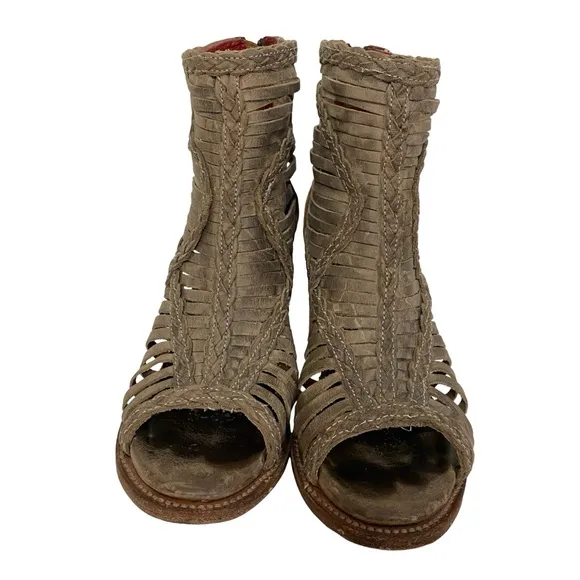 Freebird By Steven Bela Booties Sandals Womens Size 9.5 - 10 Beige Tan Open Toe