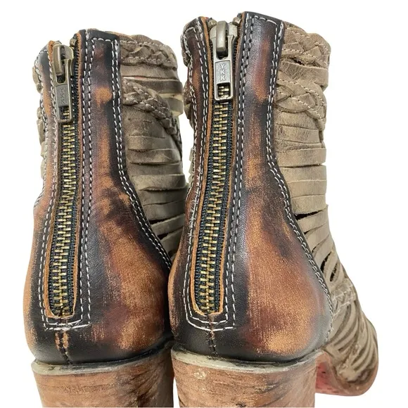 Freebird By Steven Bela Booties Sandals Womens Size 9.5 - 10 Beige Tan Open Toe