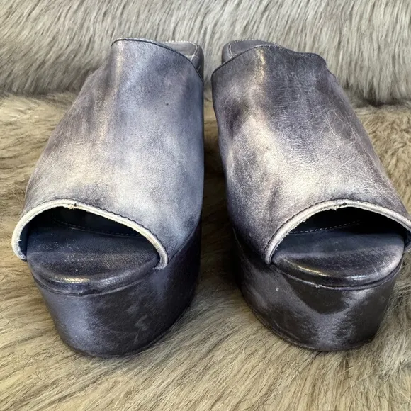 Freebird by Steven Kane Black Mules with Chunky Platform Size 11