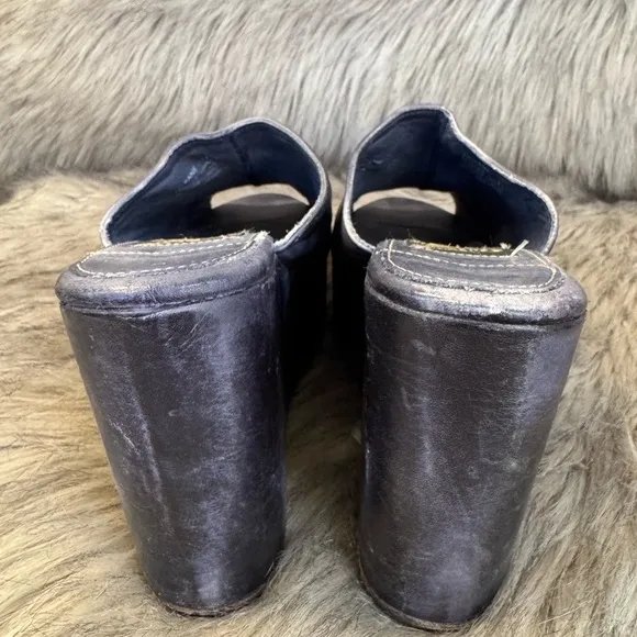 Freebird by Steven Kane Black Mules with Chunky Platform Size 11