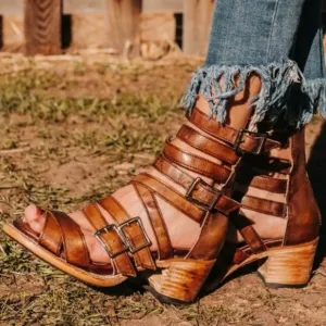 Freebird Cozumel Strappy Sandals Cognac Size 9