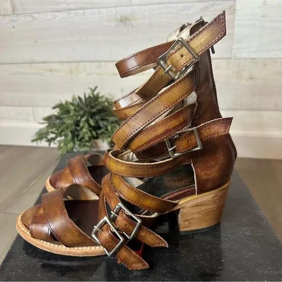 Freebird Cozumel Strappy Sandals Cognac Size 9