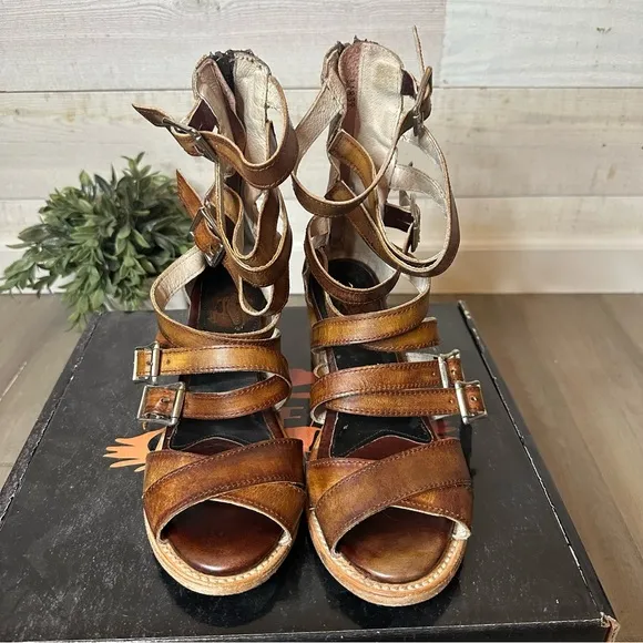 Freebird Cozumel Strappy Sandals Cognac Size 9