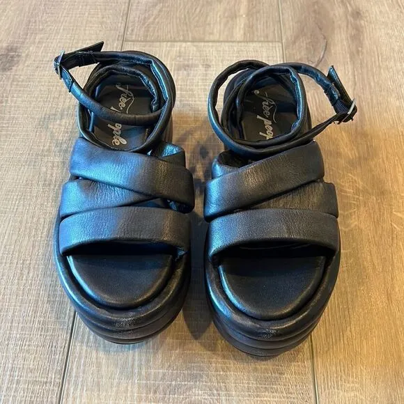 Free People Harper Flatform Sandals Black US 9