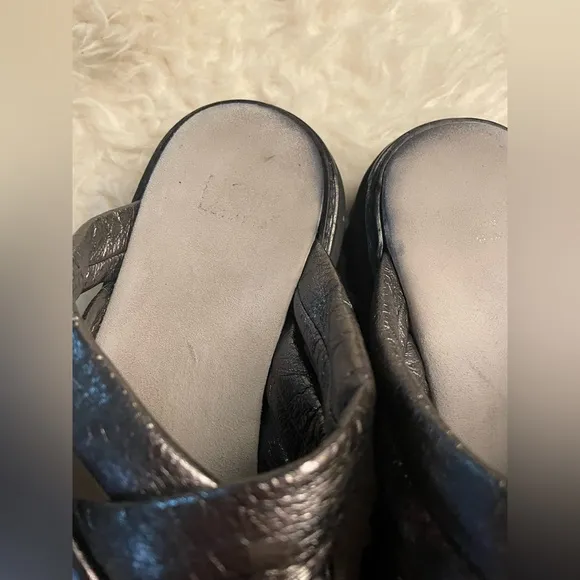 Fru.it Leather Slide Sandals Pewter Metallic Made in Italy 9.5