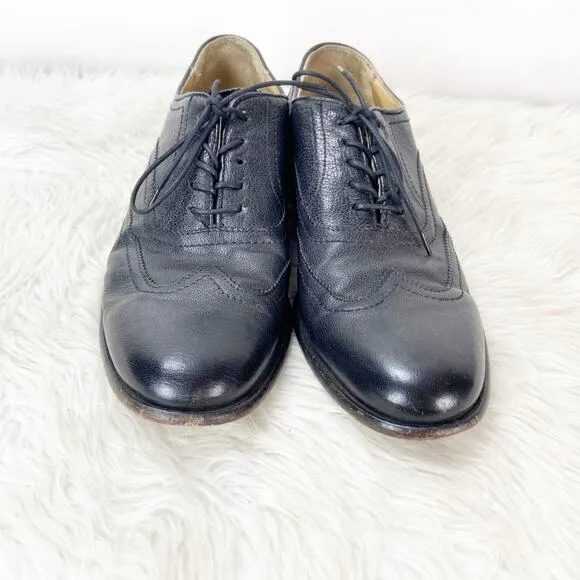 Frye 9 D Mens Black Leather Harvey Lace-up Oxford Wingtip Dress Shoes