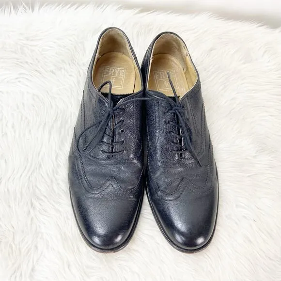 Frye 9 D Mens Black Leather Harvey Lace-up Oxford Wingtip Dress Shoes