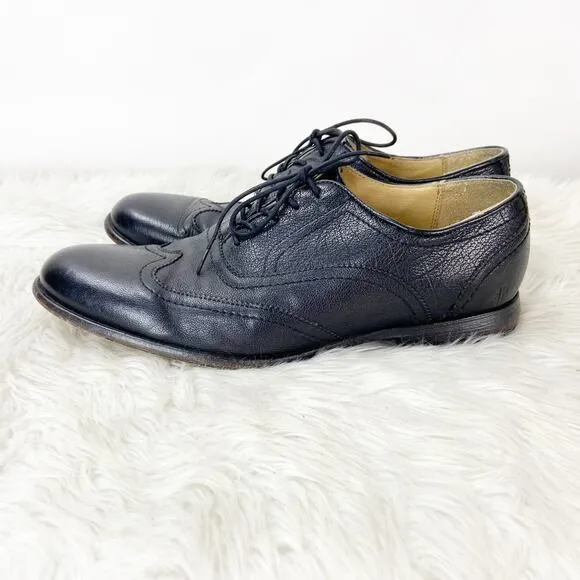 Frye 9 D Mens Black Leather Harvey Lace-up Oxford Wingtip Dress Shoes