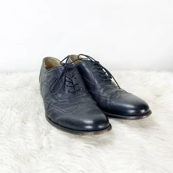 Frye 9 D Mens Black Leather Harvey Lace-up Oxford Wingtip Dress Shoes
