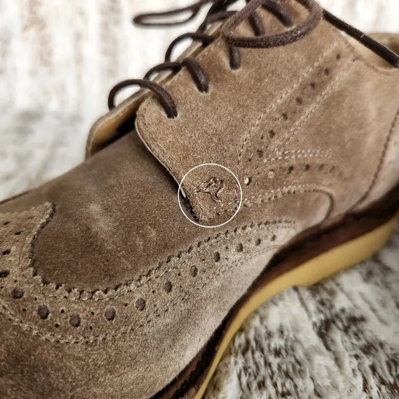 Frye &quot;Jim Wedge&quot; Wingtip Suede Oxford Grey Gray Leather Shoes | Men's Size 11