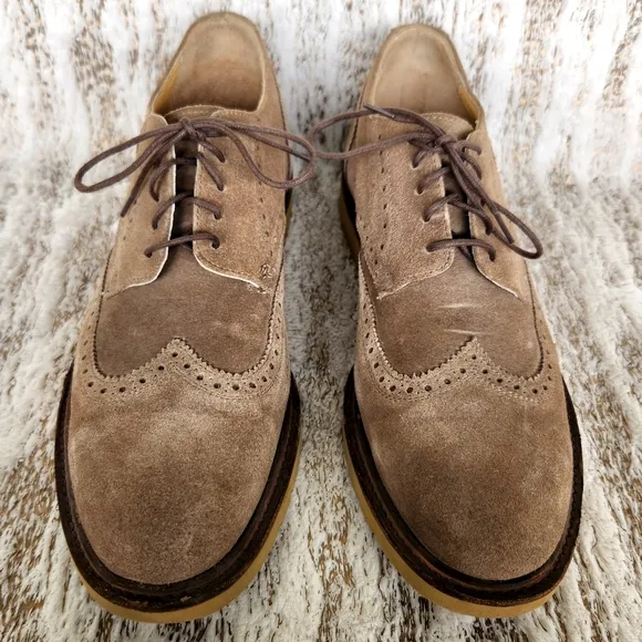 Frye &quot;Jim Wedge&quot; Wingtip Suede Oxford Grey Gray Leather Shoes | Men's Size 11