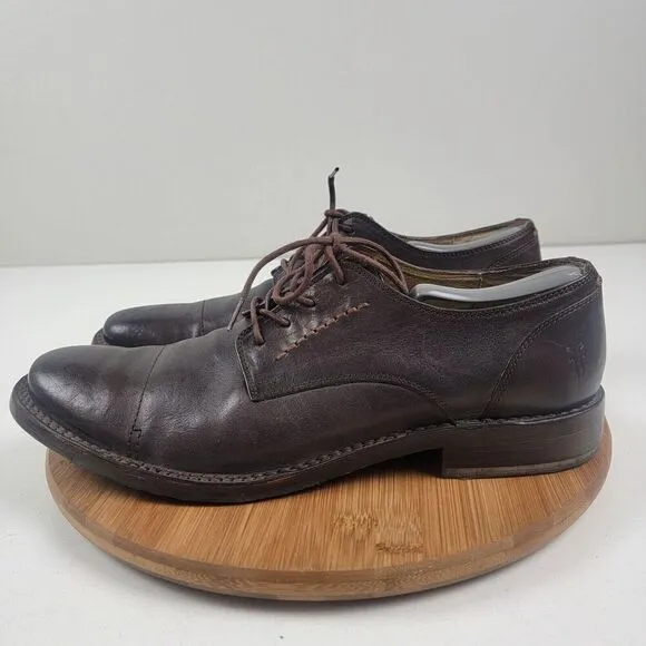 Frye Brown Leather Dress Shoes Cap Toe Oxford Derby Lace Up Men's Size 10