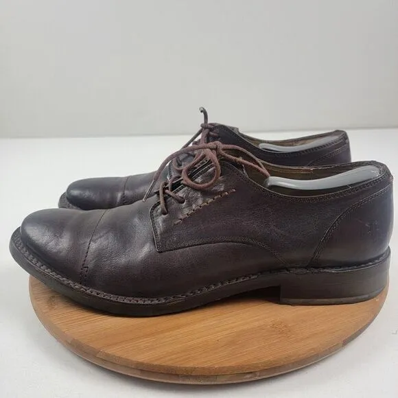 Frye Brown Leather Dress Shoes Cap Toe Oxford Derby Lace Up Men's Size 10