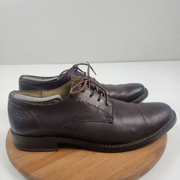 Frye Brown Leather Dress Shoes Cap Toe Oxford Derby Lace Up Men's Size 10