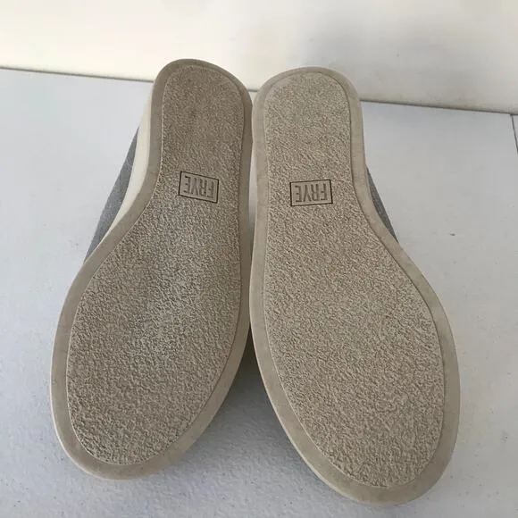 Frye Lena Zip Low Flat Sneaker Silver Metallic Shoes Women's Size 6.5