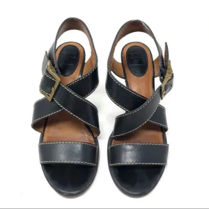 FRYE navy blue leather strappy sandals, size 9
