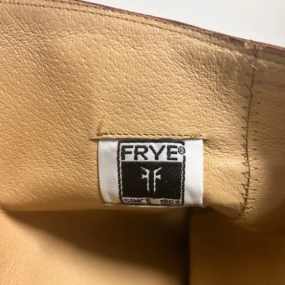 Frye Saddle Brown Pebble Leather Shirley Rivet Tall Side Zipper Boot 9 B *Stains