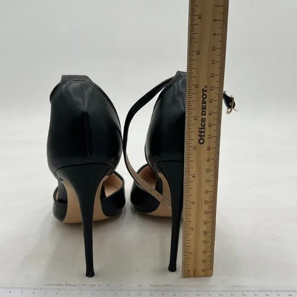 FSJ Black And Red D'Orsay High Heel Buckle Ankle Strap Sandals Pointed Toe Pumps