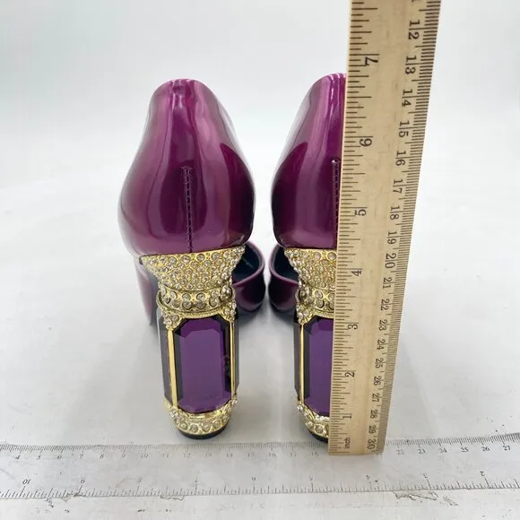 FSJ Purple Bridal Pointed Toe High Heel Crystal Pumps Slip on Wedding Dress Shoe