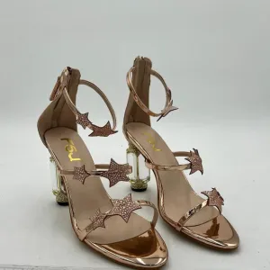 FSJ Women Chic Strappy Open Toe Sandals Ankle Wrap Back Zipper High Jewels