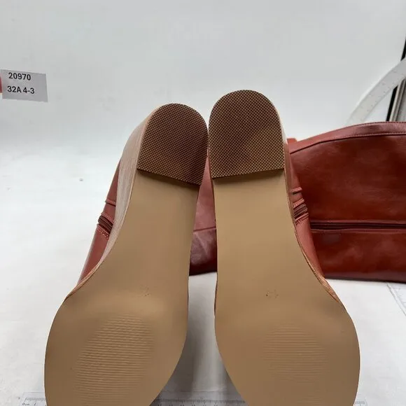FSJ Women Comfortable Side Zipper Wedge High Heel Point Toe Fancy ,Brown Shoes